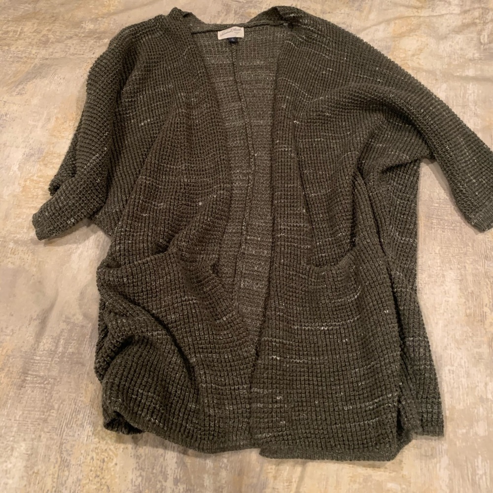 Marled Green Open Front Cardigan